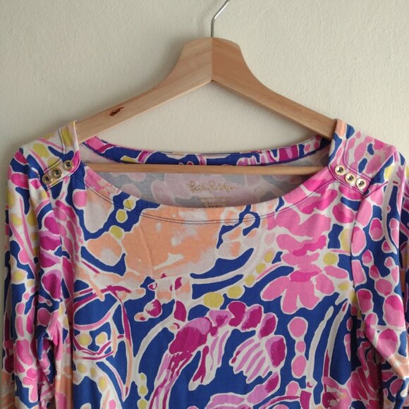 Lilly Pulitzer Sofie Dress M Catch and Release Floral Print Stretch UPF 50 - Picture 3 of 10